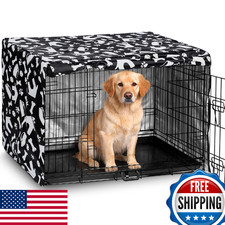 kefit Dog Crate Cover 42 inch, Kennel Cover Fit for Dog Crate, Black/Paw