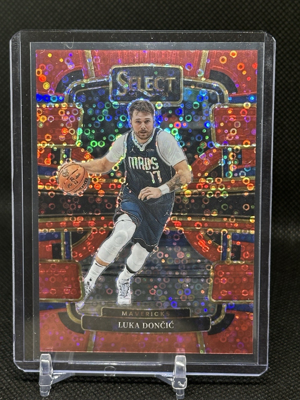 2023-24 Select Luka Doncic Concourse Red Disco Prizm /49 #51 Dallas Mavericks