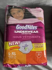 New Vintage Huggies Girls Goodnites XL Diapers, 21 Count, From 2010 - Pink