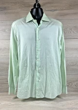 Avon Celli for Bergdorf Goodman Men's Green Cotton Long Sleeve Shirt Large Italy