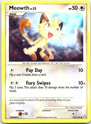 Meowth 106/146 Common Legends Awakened Pokemon Lightly Played