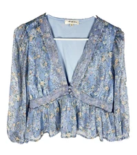 Y2K Top L Blue Floral Lace Boho Cottagecore Dainty Fairy Grunge Mallcore Ditzy