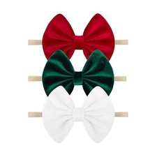 Christmas Baby Girls Headbands Velvet Bows Handmade Soft Stretchy normal RGW