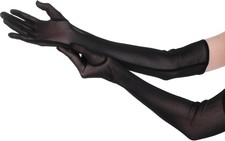 Long Sheer Opera Gloves for Women, Stretchy Tulle Mesh Halloween Costume