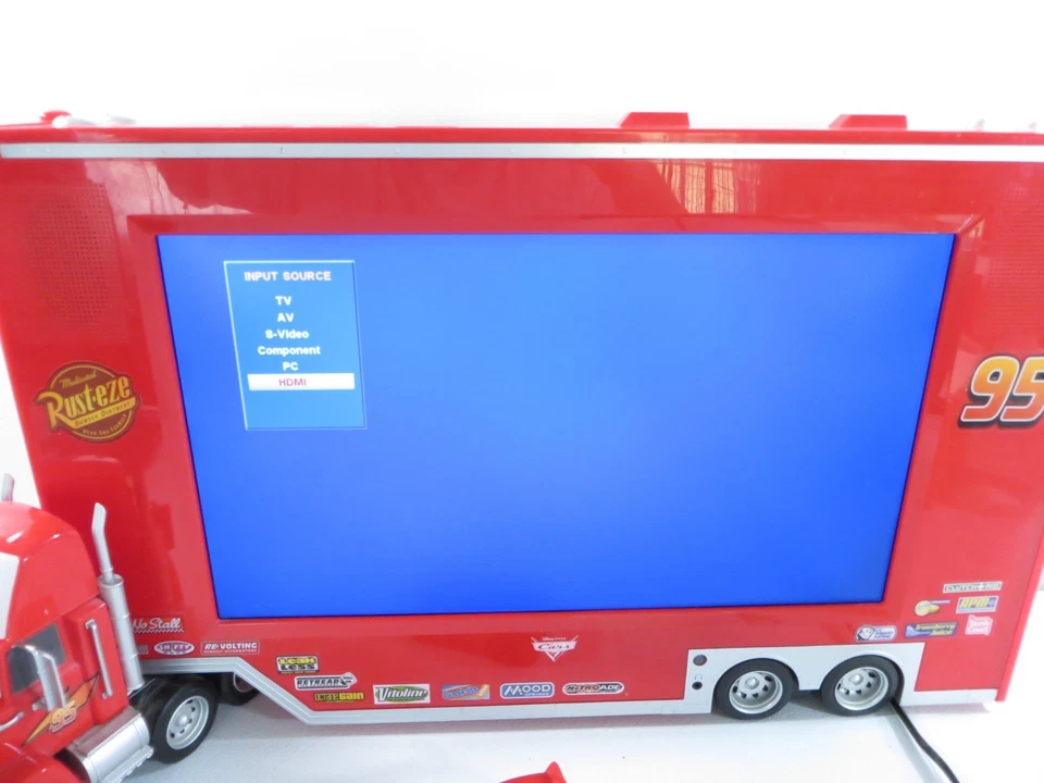 Disney Cars Mack Semi Truck 19" LCD TV W/ Lightning McQueen Remote TV WORKS READ - Image 2 of 4