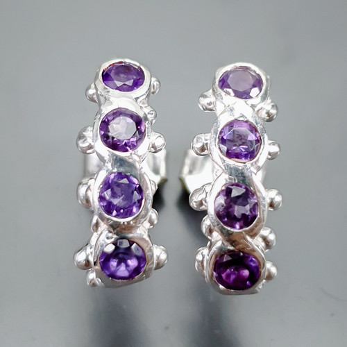 Fine Jewelry Earrings Natural Amethyst Earrings 925 Sterling Silver /E121020