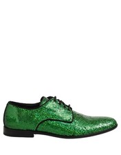 Dolce & Gabbana Dress Green Sequined Lace Up Men Derby Men's Shoes