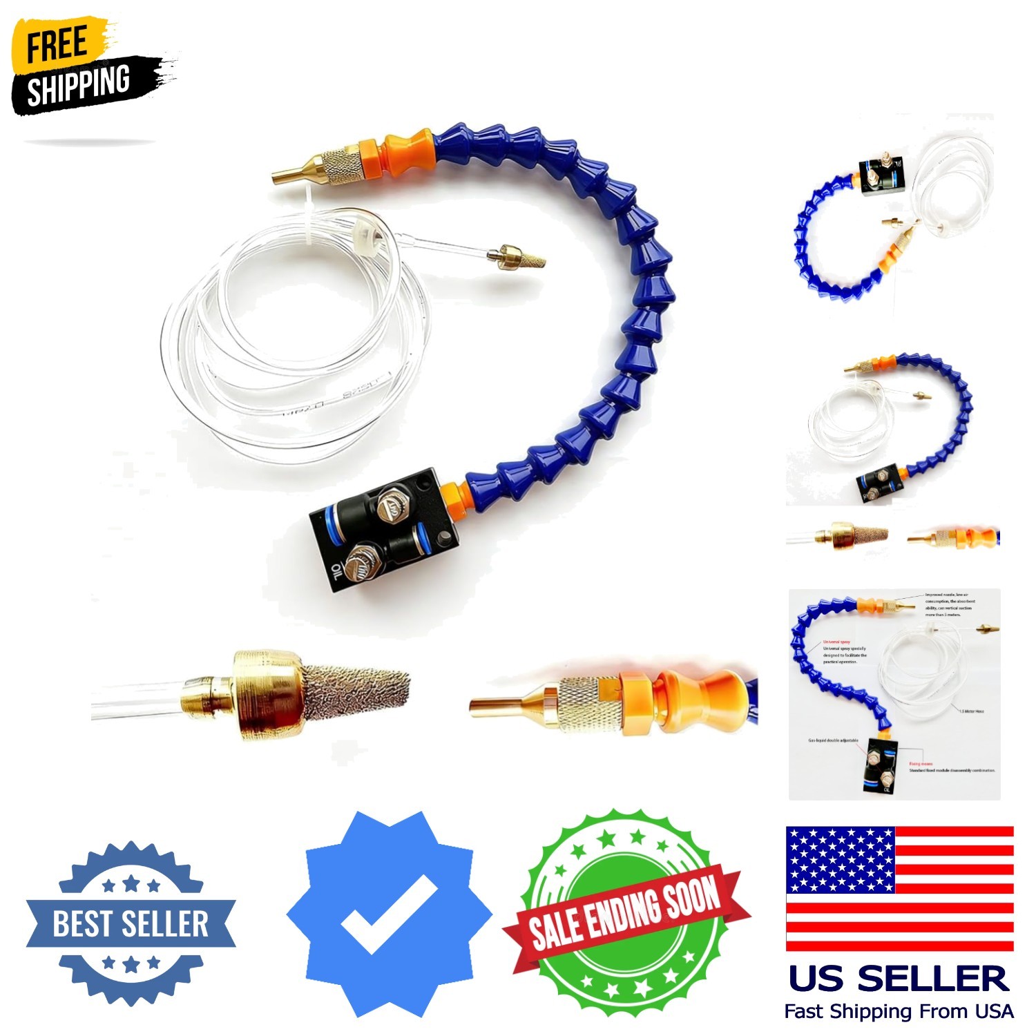 Mist Coolant Lubrication System, Flexible Hose Oil-Water Separator Spray Unit...