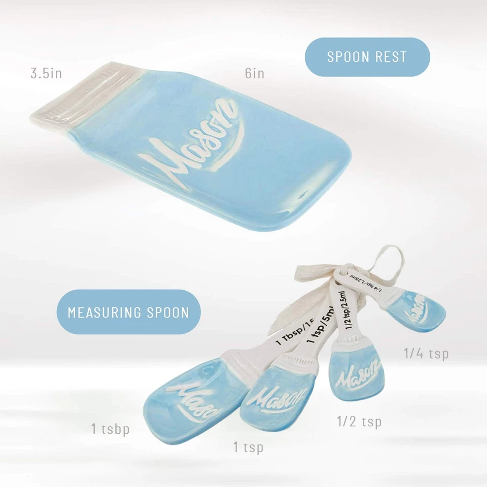 Mason Jar Kitchenware Set - Ceramic Measuring Cups, Measuring Spoons & Spoon ... - Image 4 of 4