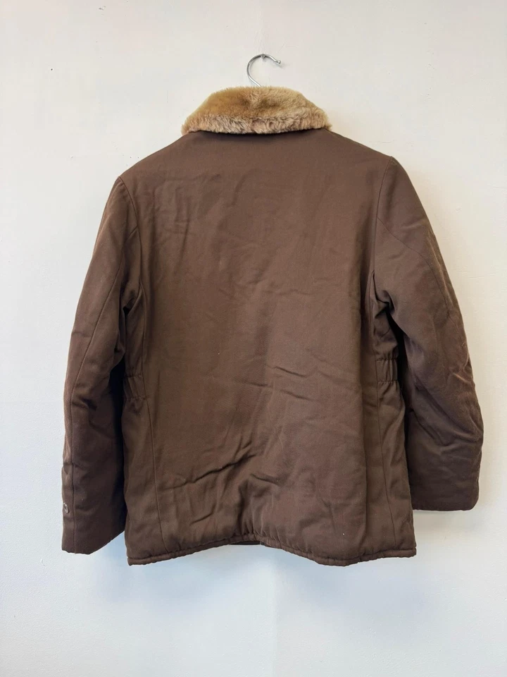 Vintage Boyville Jacket Small Quilted Brown Faux Fur Collar Sears 60s Coat - Image 3 of 4