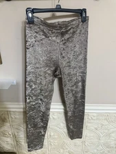 Jumping Joy- Light Brown Crush Velvet Leggings- Sz S