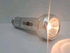 Vintage Bluestar Ribbed Metal Flashlight Bright Star Made In USA