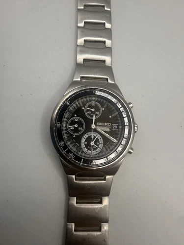 seiko mens watch quartz chronograph vintage  FOR PARTS