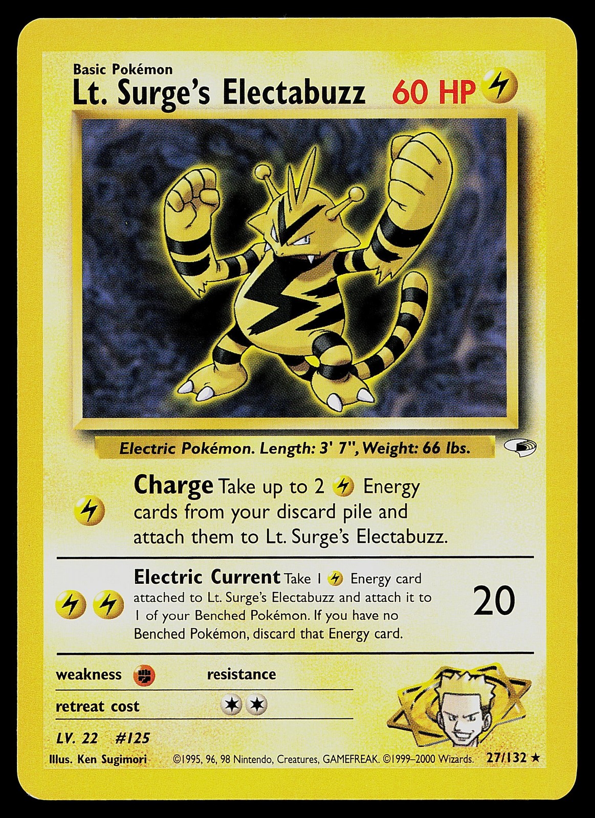 Pokemon Card - Lt. Surge's Electabuzz Gym Heroes 27/132 Rare
