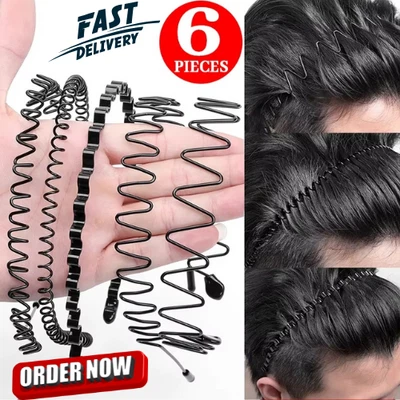 Black Metal Sports Hairband Headband Wave Alice Style Hair band Unisex Men Women