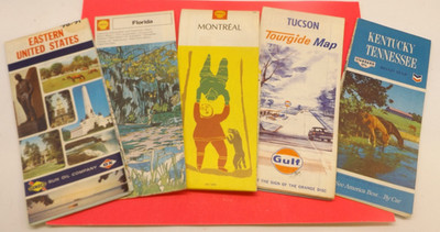 Lot of 6 Vintage Sunoco Shell Chevron DX Gulf Standard Oil Road Maps