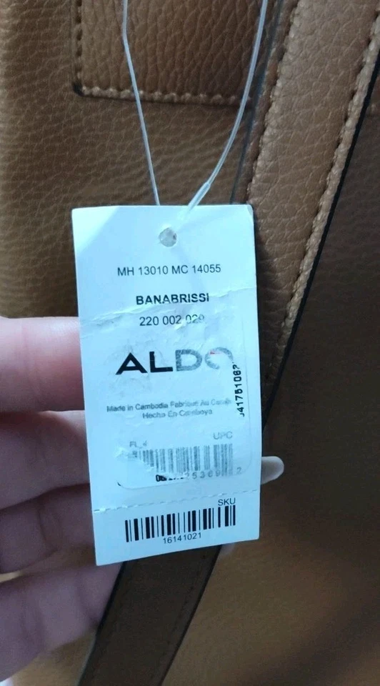 ALDO Brown Pebble Leather & Faux Wool Fur Backpack Purse Gold Hardware NEW W TAG - Image 3 of 4