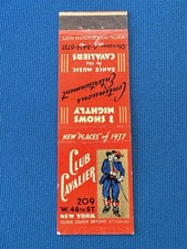 Club Cavalier Cavaliers Music Dance New York City Matchbook Cover Lt#2247