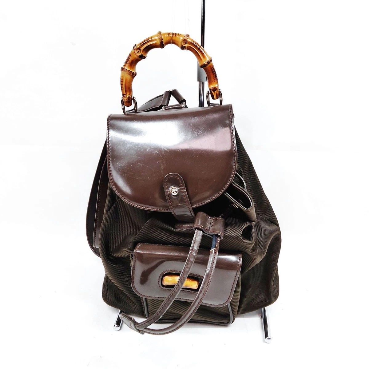 NWT Gucci GG Bamboo Vintage 1947 Front Pocket Backpack Sling Rucksack Bag 702101 Gucci Bamboo Backpack Bags & Handbags for Women for sale | eBay main image 3