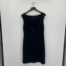 Ann Taylor Black Sleeveless Sheath Midi Dress 10 Cowl Neck Formal LBD Date Night