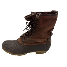 L.L.Bean Maine Hunting Shoe Boots Womens Size 8 Brown Canvas Duck Snow Made USA