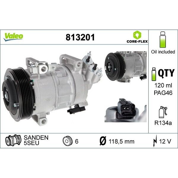 Valeo 813201 Kompressor Klimaanlage FüR Peugeot Citroen DS DS4 DS3 C4 Berlingo-image