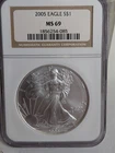 2005 $1 American Silver Eagle - .999 fine NGC MS 69 Certified (B085)