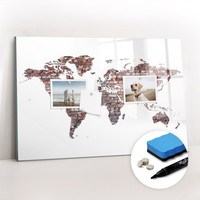 Magnettafel Rahmenlos Mit Magneten Marker Schwamm BüRo Ziegel-Weltkarte 60X40 Cm