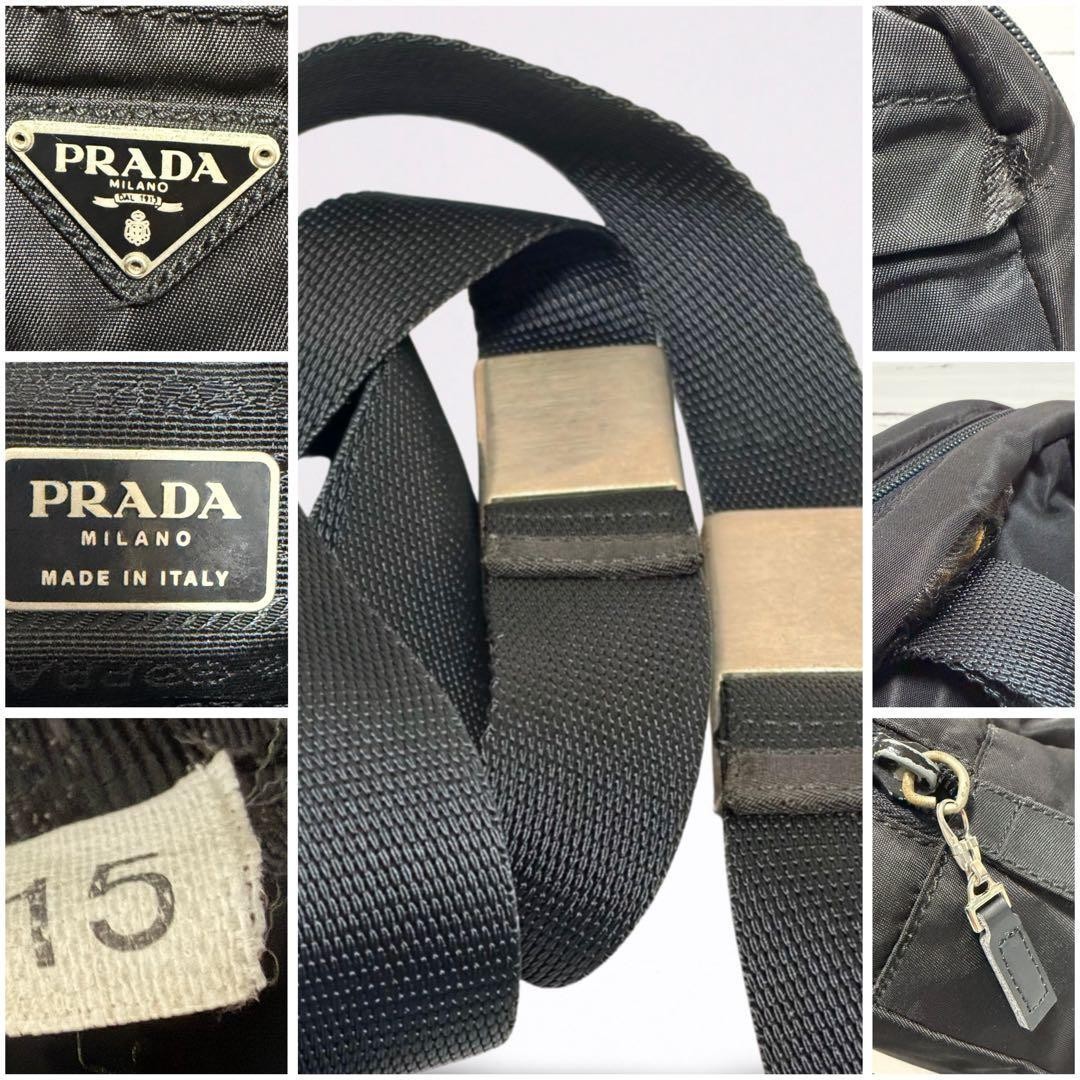PRADA Mini Backpack Triangle Logo Triangle Plate Black Nylon Unisex for Women thumbnail 10