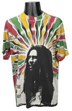 Vintage 90s Bob Marley All Over Print T-Shirt XL Rastafarian USA Fruit Loom