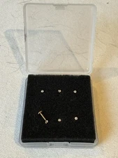Flat Back Earrings Diamond? CZ? Stud Threadless Piercing Jewelry - Package of 6