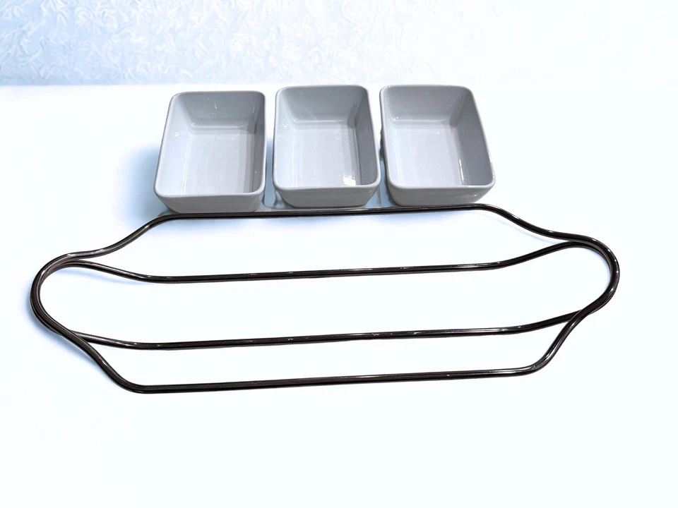 Sambonet Italy New Living 3-section Hors-d’oeuvre Tray with Holder - Image 2 of 4
