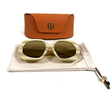 Tory Burch Sunglasses TY7195U 1950/73 Ivory Horn Hexagonal w/ Dark Green Lenses
