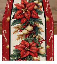 TABLE RUNNER- Christmas Table Runner 107"x13" Woven Polyester, Festive Holiday