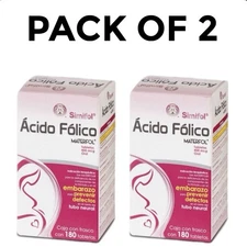 2-Pack Simifol Ácido Fólico Materno/ Folic Acid Pregnancy 360 Tablets Similares