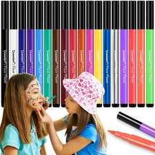 18 Colors Face Painting Markers - Water Resistant, Sweatproof, Waterproof Tat...