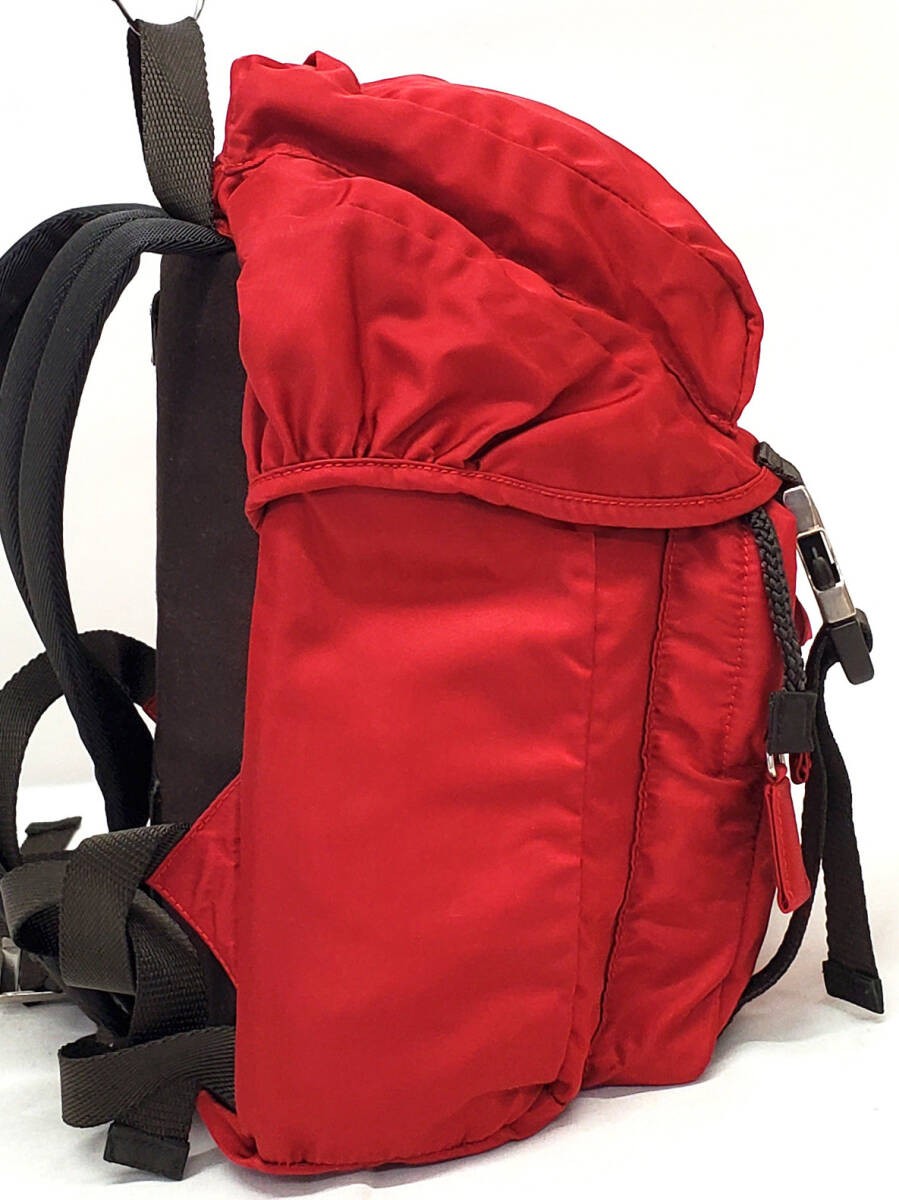 Excellent Condition PRADA Backpack Nylon Red Brown from japan thumbnail 4