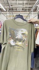 Lifestyle Classics Land of Liberty Eagle American Flag Graphic T-Shirt Size L