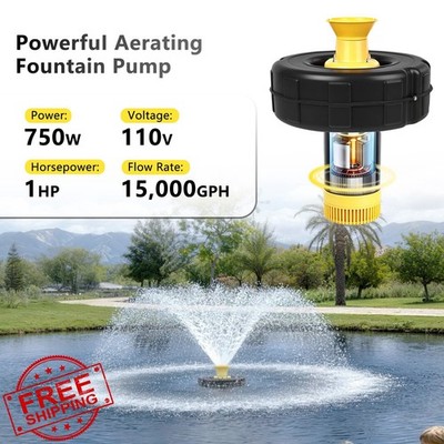 1HP Pond Fountain Aerator Pump 15000 GPH 100FT Cord Timer