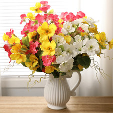 12 Bundles Artificial Hibiscus Flowers Outdoor UV Resistant Silk Faux Plants