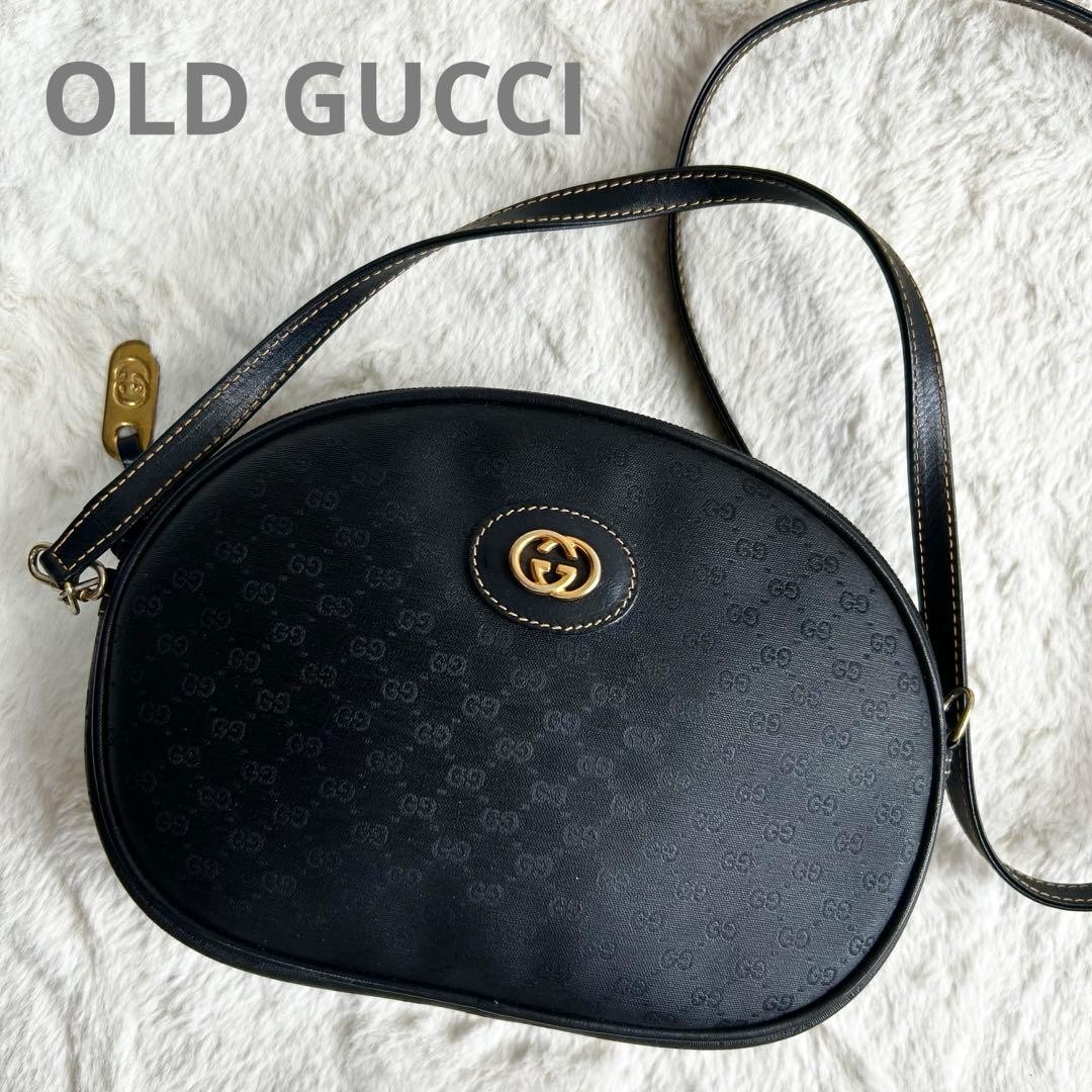 GUCCI GG Supreme Interlocking Shoulder Bag PVC Leather Black Vintage From Japan