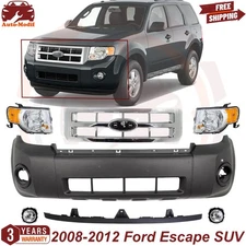 Front Bumper Cover Primed & Grille Assembly Kit For 2008-2012 Ford Escape SUV