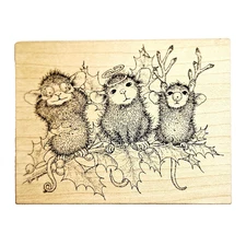 CHRISTMAS CUT-UPS House Mouse Stampa Rosa Rubber Stamps Angel Holly Berry o-111