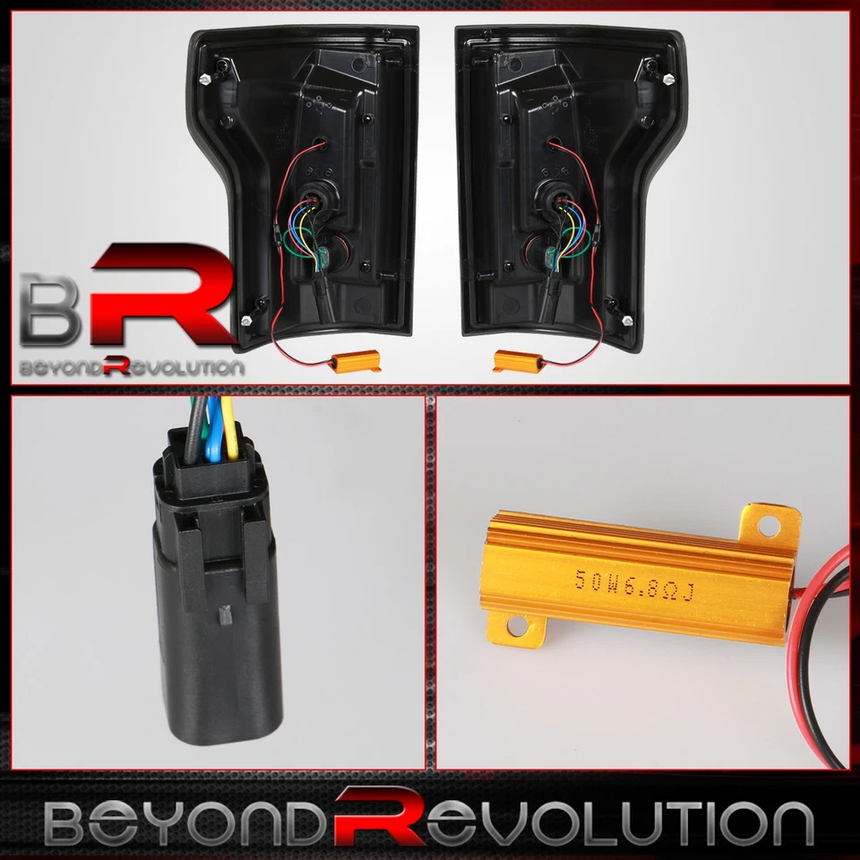 For 2015-2020 F150 Smoked LED Tube Rear Tail Lights Brake Stop Signal Lamps Pair - Image 4 of 4