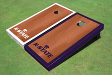Kansas State University Wildcats Word Mark Rosewood Alternating Border Cornhole 