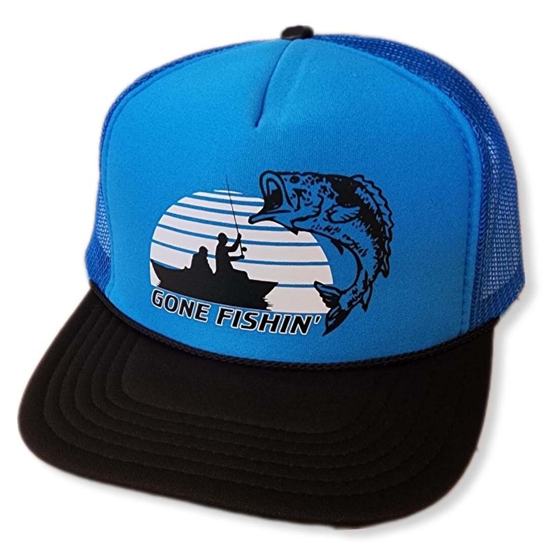 Gone Fishin' Snapback Trucker Hat Cap Fishing Neon Camouflage Fisherman