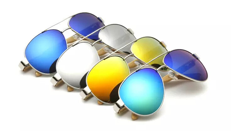 Purple Aviator Sunglasses with UV400 lenses and the bamboo wood sunglasses frame-image