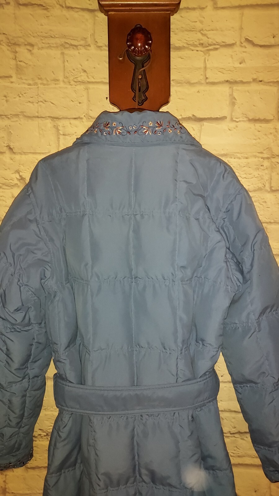 Cabela's Puffer Goose Down Robe Belted Pockets Full Length Floral