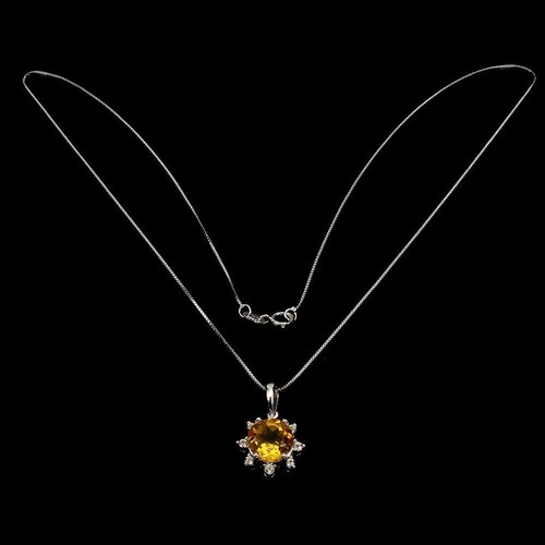 Silver Earrings Pendant Yellow Citrine Genuine Gems Solid Sterling With Chain - Picture 19 of 24