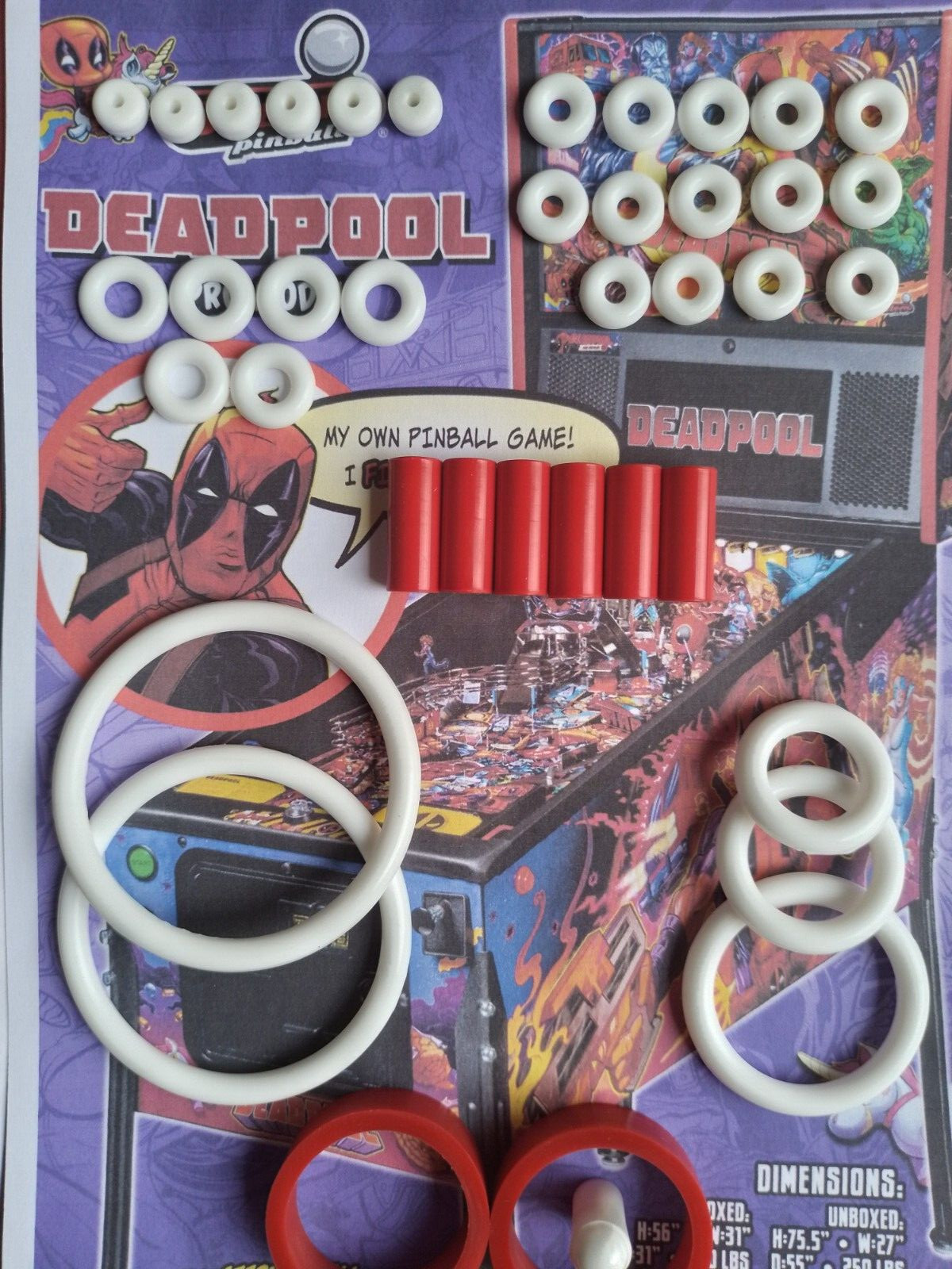 Kit élastiques caoutchouc flipper Deadpool en matériau premium